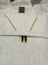 HERMES Mini Pop H Black Gold Tone Necklace