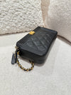 CHANEL BOY CHANEL CHAIN WALLET CAVIAR BLACK BRUSHED GHW