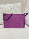 LOUIS VUITTON LINED FLAT MESSENGER PURPLE DARK BROWN