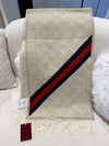 GUCCI Wool GG Logo Scarf Light Brown 37x190cm