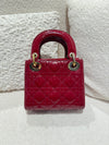 DIOR MINI LADY PATENT LEATHER RED