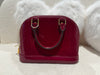 Louis Vuitton Alma BB in Indian Rose patent leather - detail view, preloved designer Australia