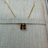 HERMES Mini Pop H Black Gold Tone Necklace