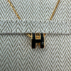 HERMES Mini Pop H Black Gold Tone Necklace