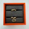 DIOR Metal Crystal Star CD Gold Rings Set
