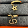 DIOR Metal Crystal Star CD Gold Rings Set