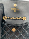 CHANEL Shiny Calfskin Quilted Waist Belt Bag Black