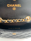 CHANEL Shiny Calfskin Quilted Waist Belt Bag Black
