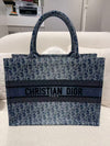 DIOR MEDIUM BOOK TOTE BLUE Denim Dior Oblique Embroidery