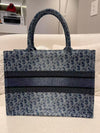 DIOR MEDIUM BOOK TOTE BLUE Denim Dior Oblique Embroidery