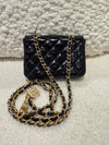 CHANEL Shiny Calfskin Quilted Waist Belt Bag Black