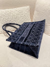 Christian Dior Book Tote Cannage Embroidered Velvet Medium Blue