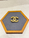 CHANEL Vintage Gold Tone CC Brooch