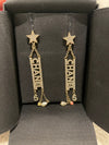 Chanel Sparkling "CHANEL & No.5 Perfume Bottle" Drop Earrings Crystal Light Gold Tone