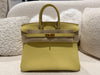 HERMES Birkin 25 Togo Jaune Poussin Stamp Z