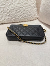 CHANEL BOY CHANEL CHAIN WALLET CAVIAR BLACK BRUSHED GHW