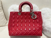 DIOR LARGE LADY DIOR LAMBSKIN BAG IN HOT RED