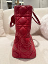 DIOR LARGE LADY DIOR LAMBSKIN BAG IN HOT RED