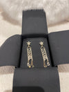 Chanel Sparkling "CHANEL & No.5 Perfume Bottle" Drop Earrings Crystal Light Gold Tone