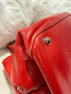 MIU MIU RED CALF GLAZED LEATHER TOP HANDLE TOTE BAG