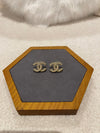 Chanel CC Logo Earrings Pearl Gold Tone