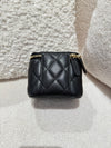 CHANEL PEARL CRUSH MINI VANITY WITH CHAIN LAMBSKIN BLACK WITH GHW(MICROCHIP)