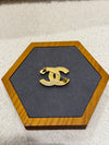 CHANEL Vintage Gold Tone CC Brooch