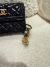 CHANEL Shiny Calfskin Quilted Waist Belt Bag Black