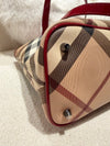 Burberry Red Patent Leather Supernova Check Coated Canvas Regent Tote Bag