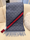 GUCCI Wool GG Logo Scarf Navy 37x190cm