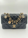 CHANEL Black Quilted Lambskin Mini Rectangular Coco Charms Flap Bag