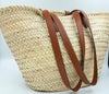 MEDIUM CELINE CLASSIC PANIER IN PALM LEAVES AND CALFSKIN TAN