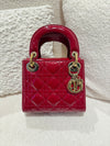 DIOR MINI LADY PATENT LEATHER RED