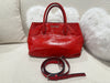 MIU MIU RED CALF GLAZED LEATHER TOP HANDLE TOTE BAG