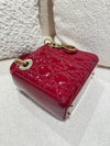 DIOR MINI LADY PATENT LEATHER RED