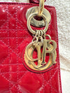 DIOR MINI LADY PATENT LEATHER RED