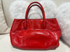 MIU MIU RED CALF GLAZED LEATHER TOP HANDLE TOTE BAG