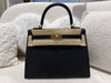 Hermes kelly 25 Sellier Epsom black SHW stamp K