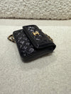 CHANEL Shiny Calfskin Quilted Waist Belt Bag Black