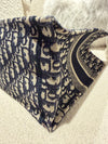 DIOR Medium Book Tote Blue Dior Oblique Embroidery