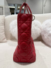 DIOR LARGE LADY DIOR LAMBSKIN BAG IN HOT RED