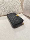 CHANEL BOY CHANEL CHAIN WALLET CAVIAR BLACK BRUSHED GHW