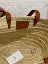 MEDIUM CELINE CLASSIC PANIER IN PALM LEAVES AND CALFSKIN TAN
