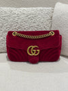 Gucci Small GG Marmont Bag Velvet Red