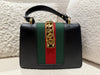 GUCCI SYLVIE TOP HANDLE LEATHER HANDBAG BLACK
