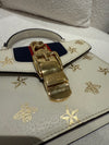 GUCCI SYLVIE TOP HANDLE LEATHER HANDBAG WITH BEE PRINT
