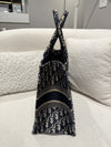 DIOR Medium Book Tote Blue Dior Oblique Embroidery