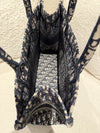 DIOR Medium Book Tote Blue Dior Oblique Embroidery
