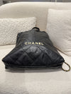 Chanel Black Shiny Calf Leather Backpack 22(Microchip)