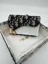 DIOR SADDLE FLAP CARD HOLDER OBLIQUE CANVAS BLUE GHW